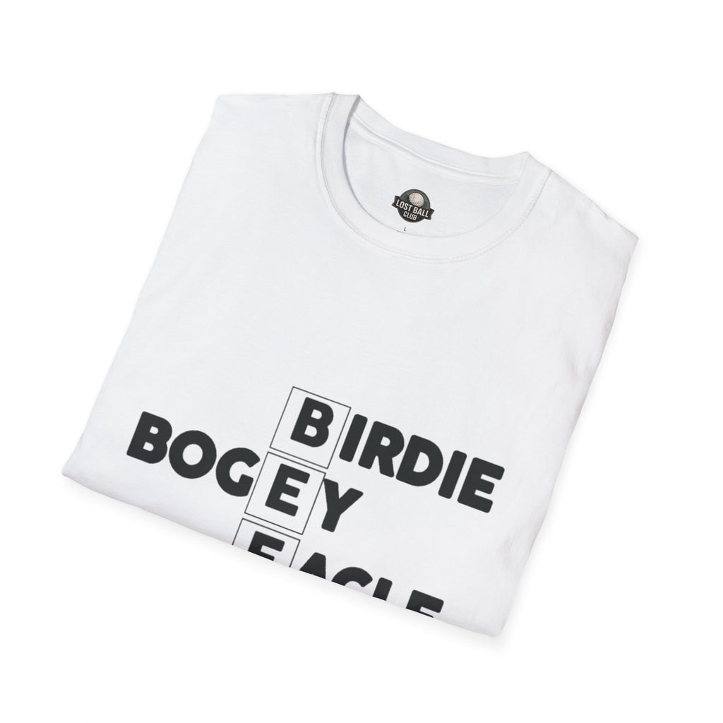 Golf Score Crossword T-Shirt — Birdie Bogey Eagle Par Design