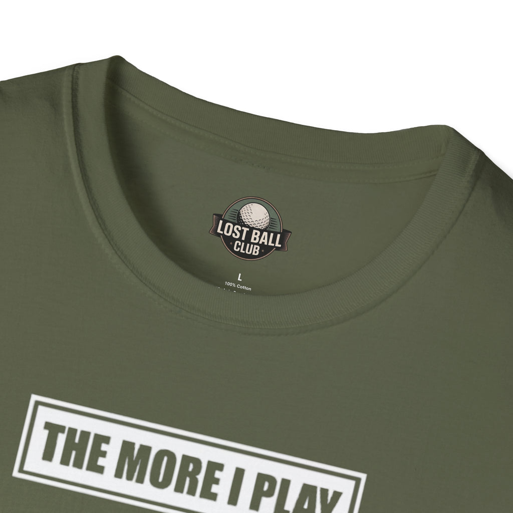 Golf T‑Shirt — "The More I Play the More Gravity Interferes" Funny Golf Shirt