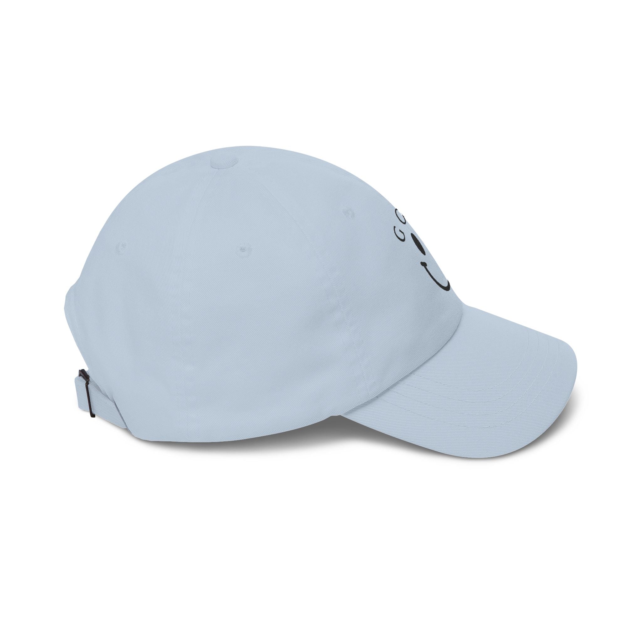 Golf Smiley Dad Cap — Classic White Embroidered Golf Smile Hat