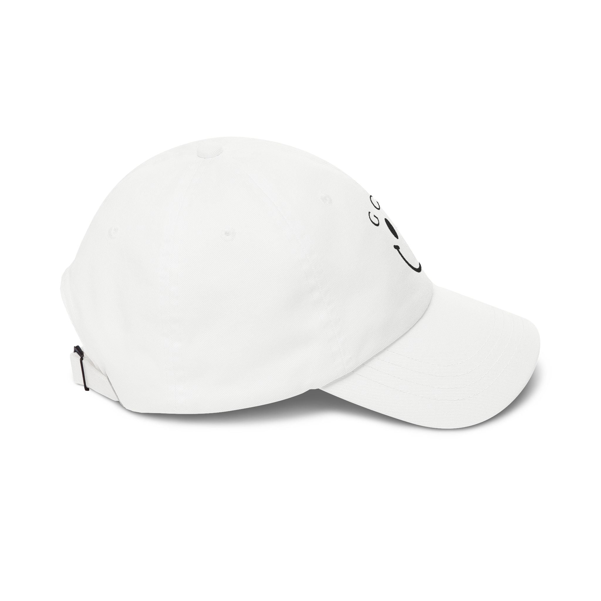 Golf Smiley Dad Cap — Classic White Embroidered Golf Smile Hat