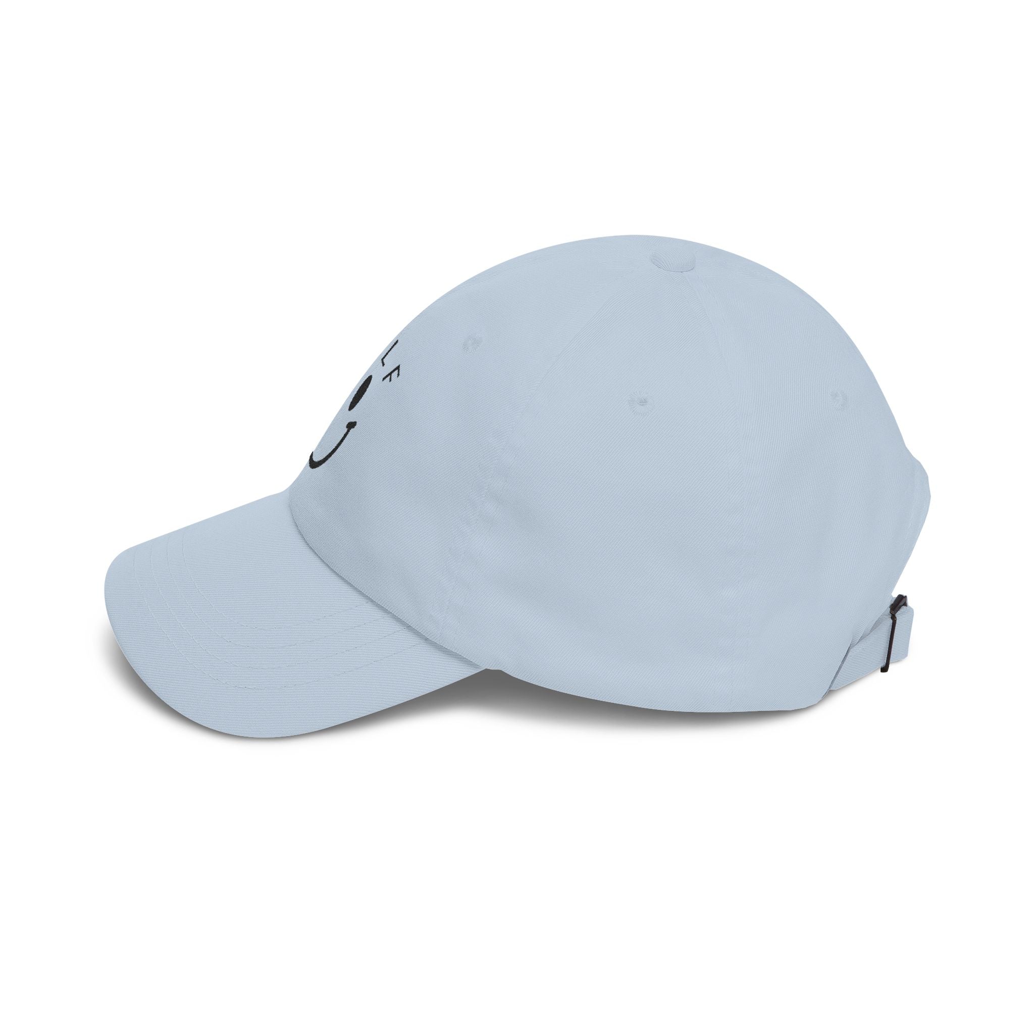 Golf Smiley Dad Cap — Classic White Embroidered Golf Smile Hat