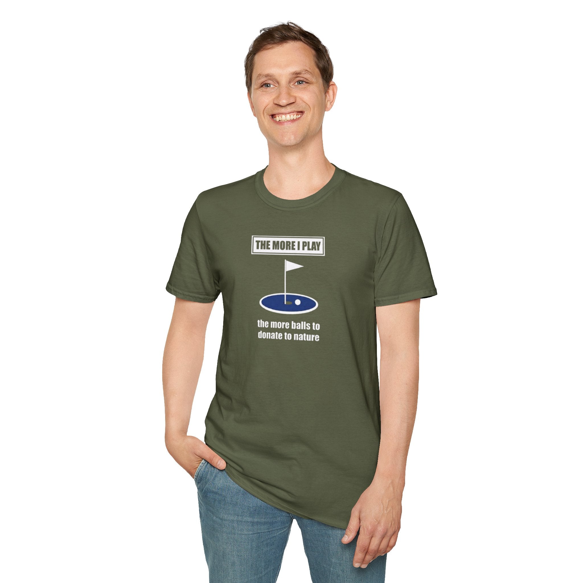 Golf T-Shirt — "The More Balls I Donate To Nature" Funny Golf Shirt for Players & Gifts