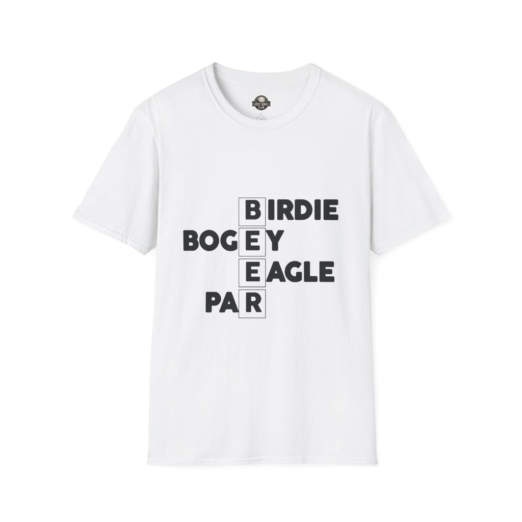 Golf Score Crossword T-Shirt — Birdie Bogey Eagle Par Design
