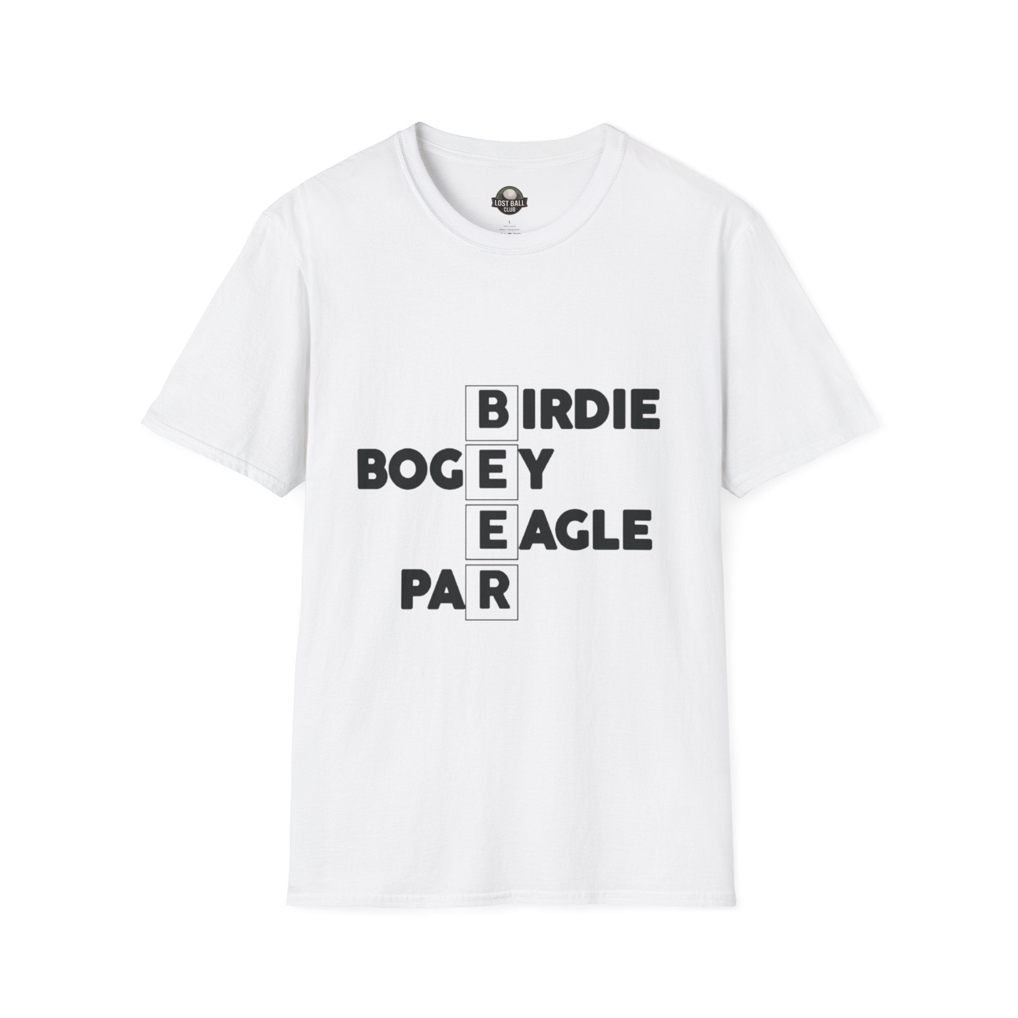 Golf Score Crossword T-Shirt — Birdie Bogey Eagle Par Design