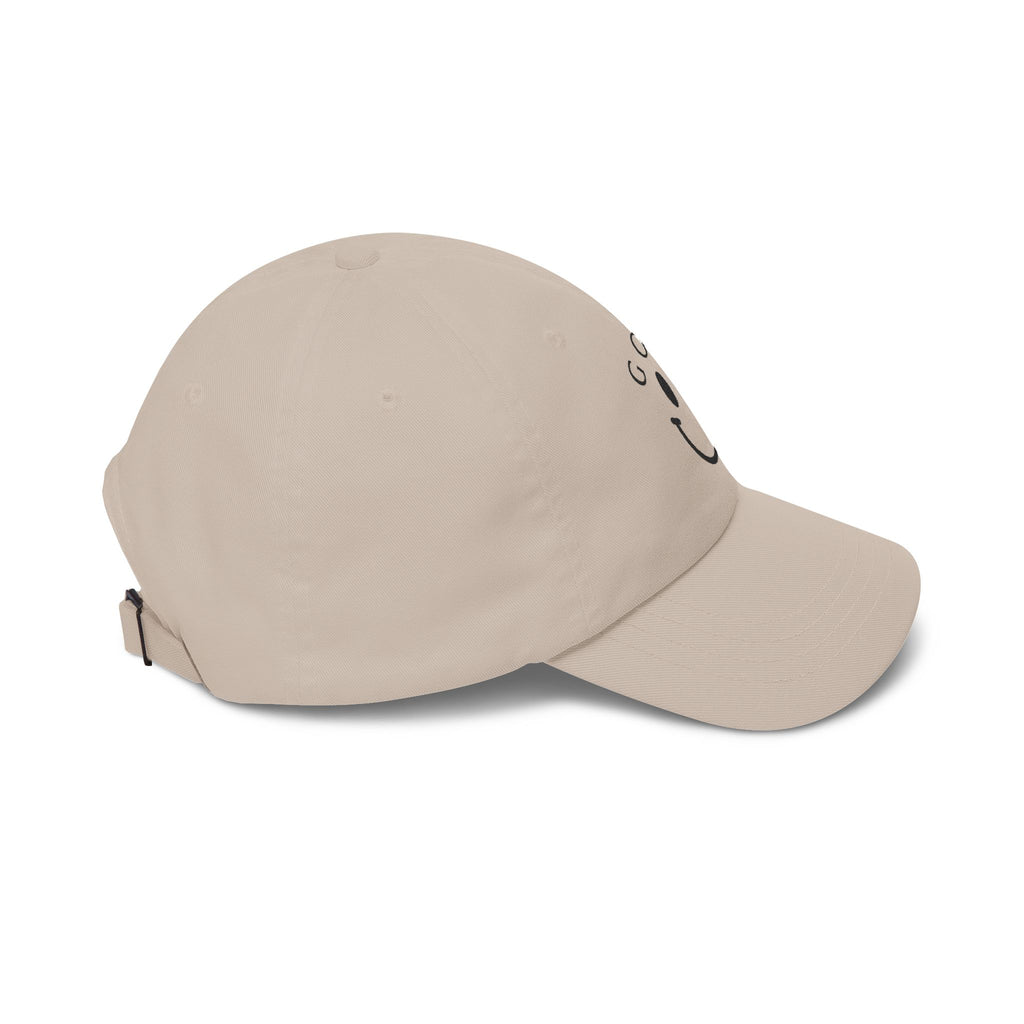 Golf Smiley Dad Cap — Classic White Embroidered Golf Smile Hat