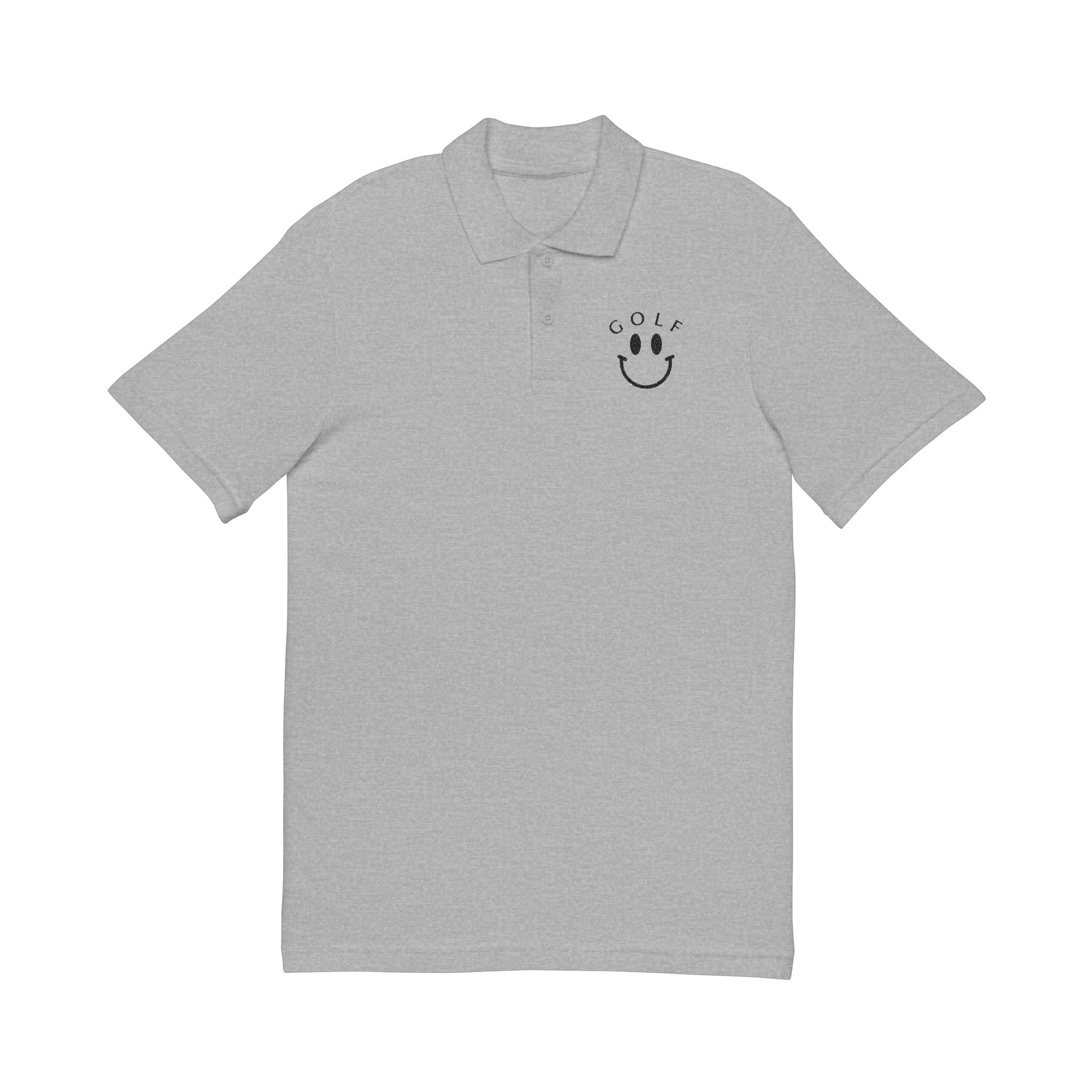 Embroidered Polo Shirt — Golf Smiley Chest Logo