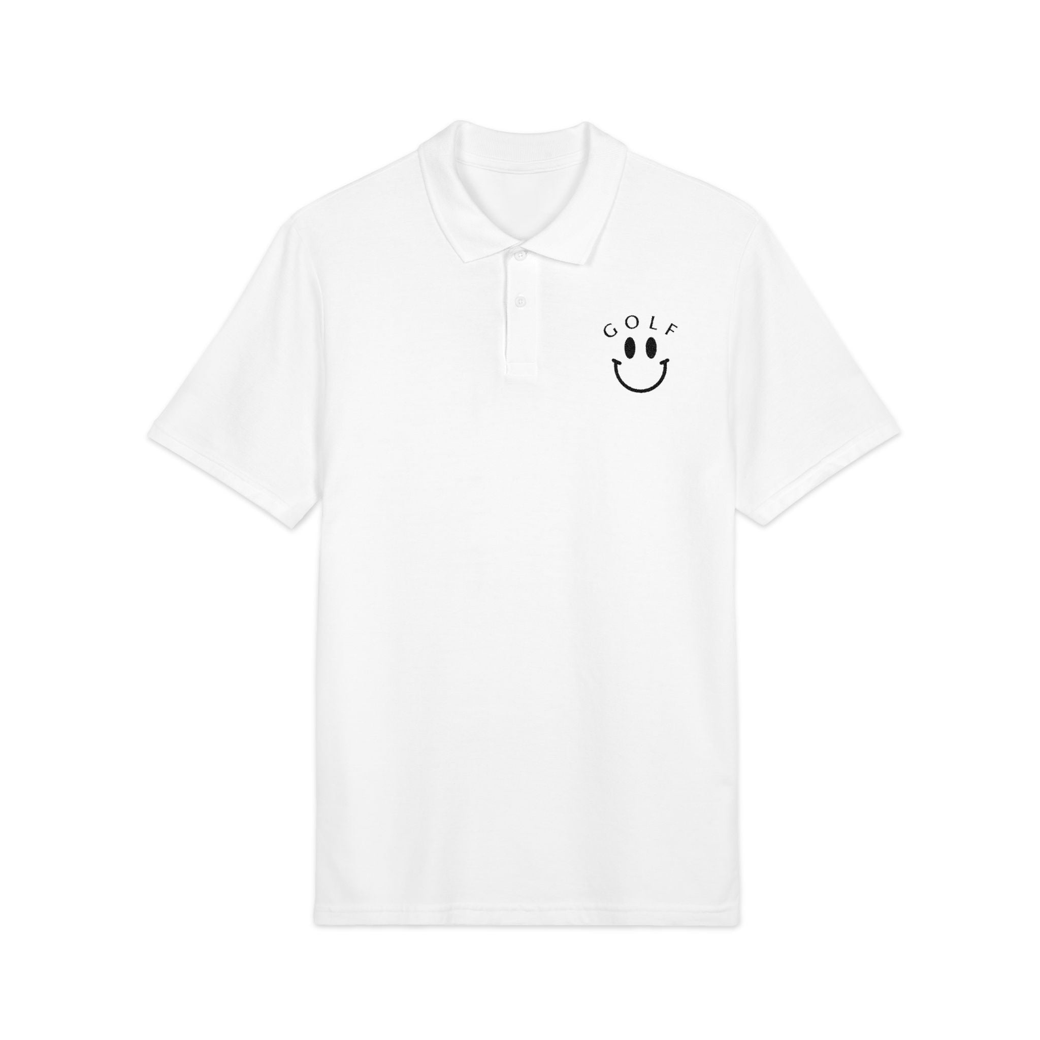 Embroidered Polo Shirt — Golf Smiley Chest Logo