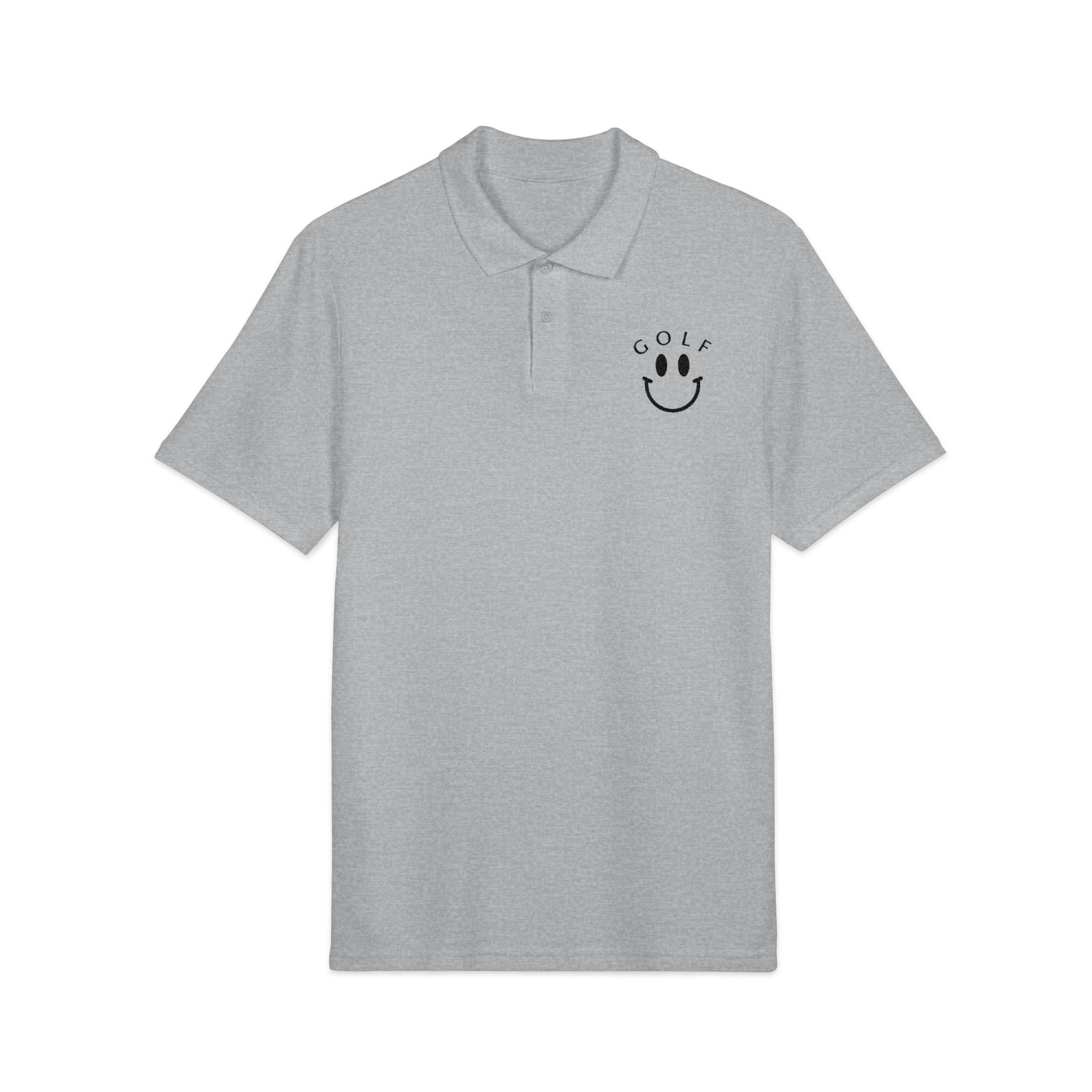 Embroidered Polo Shirt — Golf Smiley Chest Logo
