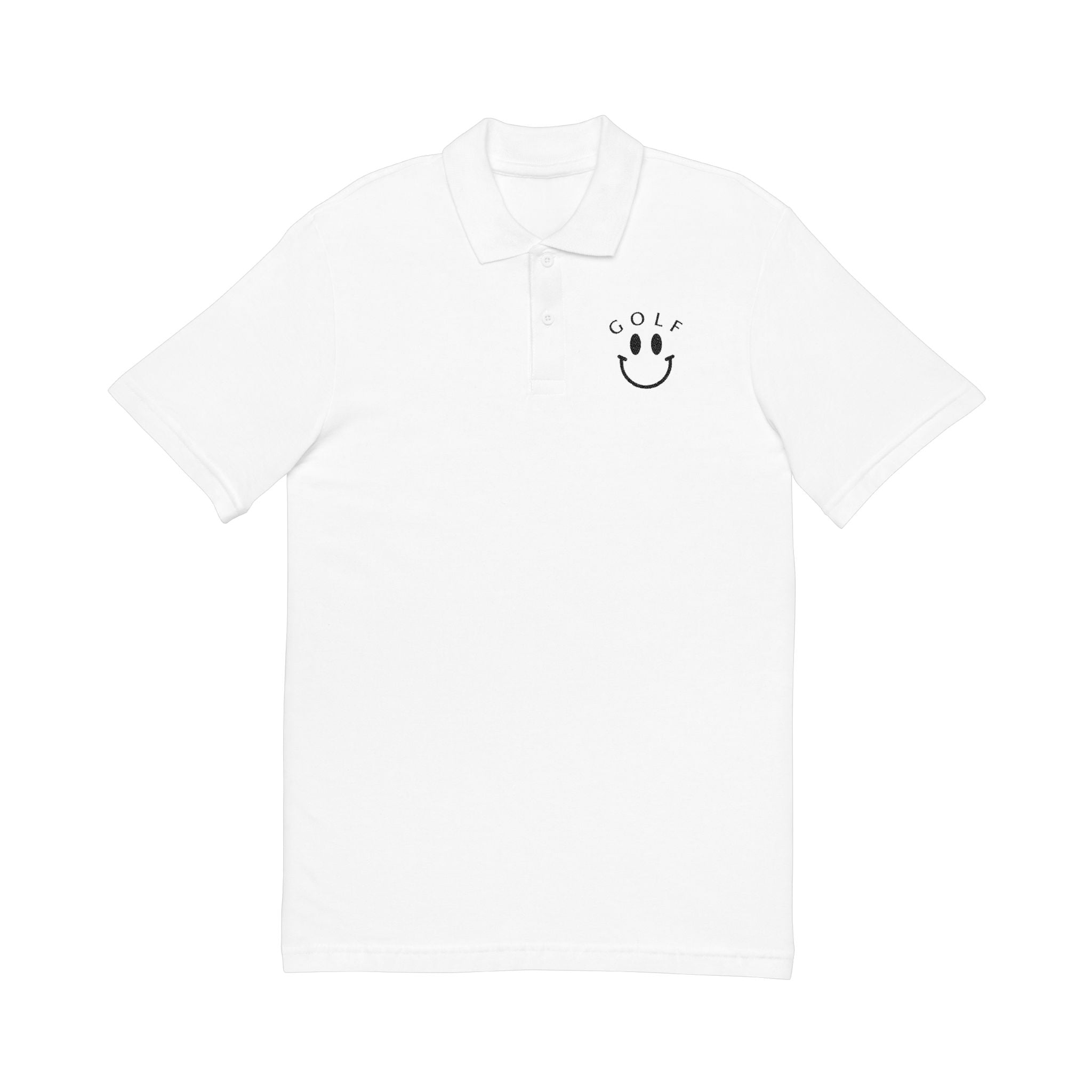 Embroidered Polo Shirt — Golf Smiley Chest Logo