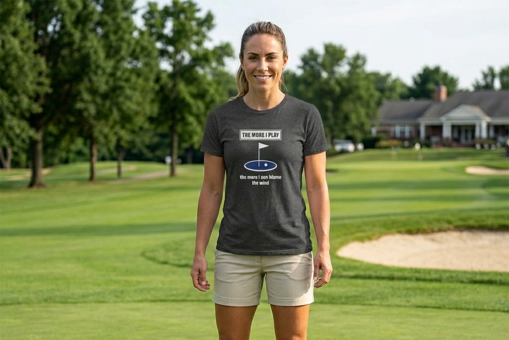 Golf T-Shirt — "The More I Play the More I Can Blame the Wind" Casual Golfing Tee