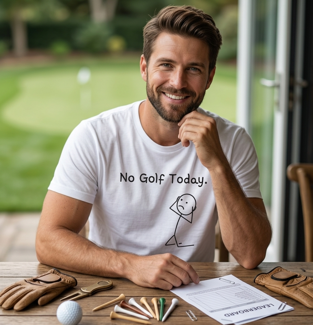 No Golf Today T-Shirt — Funny Stick Figure Golf Humor Tee