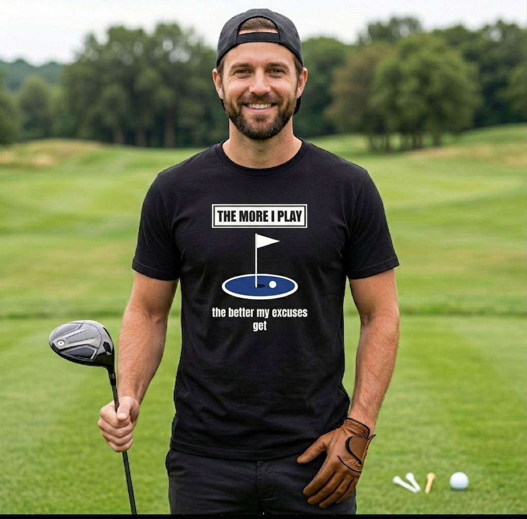 Golf T-Shirt — “The More I Play the More I Can Blame the Wind” Funny Golf Shirt for Golfers