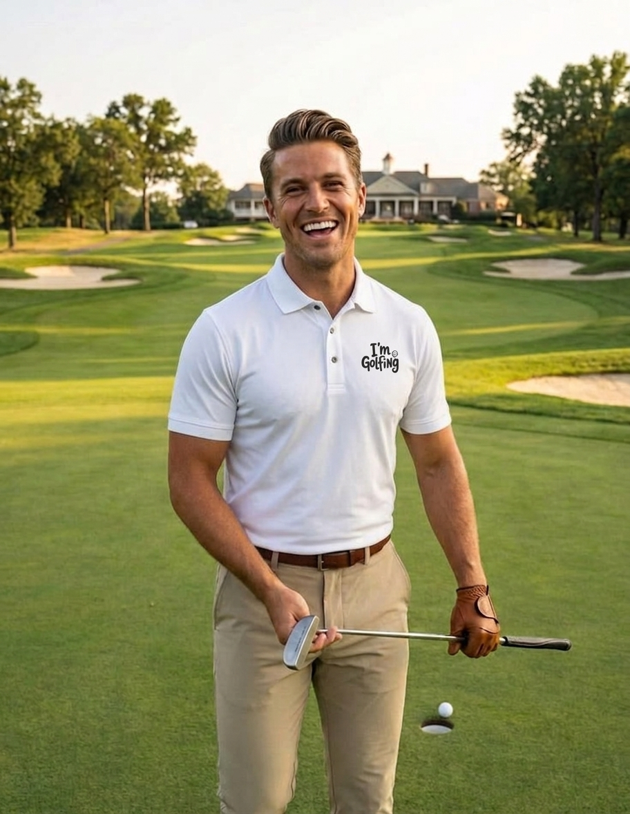 Golfing Embroidered Polo Shirt — "I'm Golfing" Chest Logo