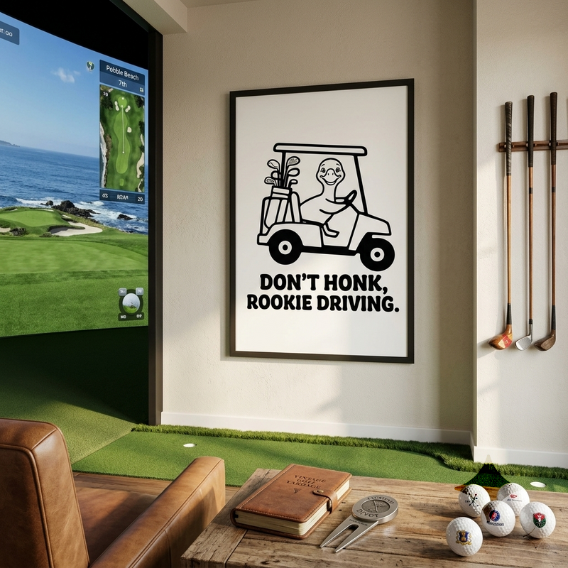 Humorous Wall Golf Art Premium Semi-Glossy Framed Poster
